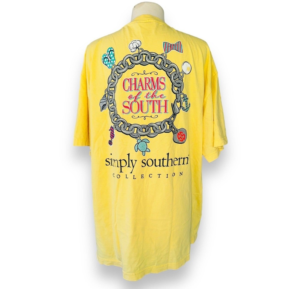 Simply Southern Charms of the South Yellow Shirt Top Size XL N6